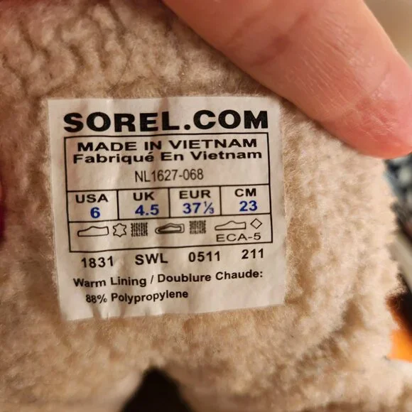 SOREL Leather Warm Lining Waterproof Winter Snow Boots Women (6) Black/White - Picture 14 of 16